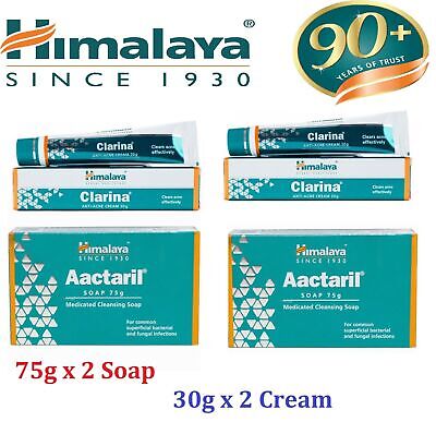 Himalaya Aactaril Soap 75g X 2 And Clarina 30g X 2 ACNE PIMPLE ANTI-FUNGAL