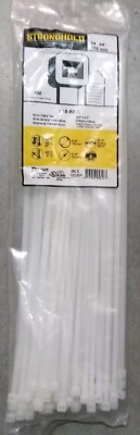 Stronghold Cable Zip Tie, 100 Pieces New Package 14.57L (370mm),  Nylon, White