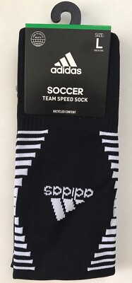 1 Pair adidas Soccer Team Speed OTC Socks Men Shoe Sz 9-13 Women 10-12 Black