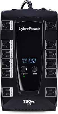 AVRG750LCD Intelligent LCD UPS System, 750VA/450W, 12 Outlets, AVR, Compact