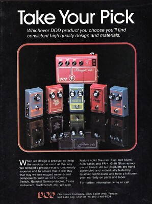 vtg 70s DOD EFFECT PEDALS MAGAZINE PRINT AD Guitar FLANGER 640 Phasor 401 Pinup