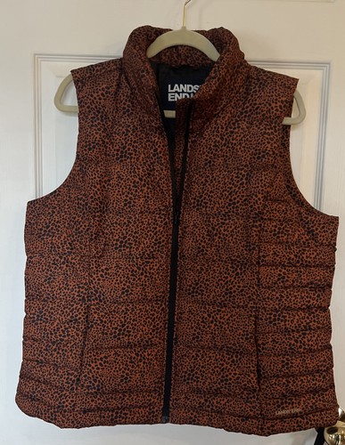 Lands End Down Vest Women XL 18 Quilted Puffer Zip Pocket
