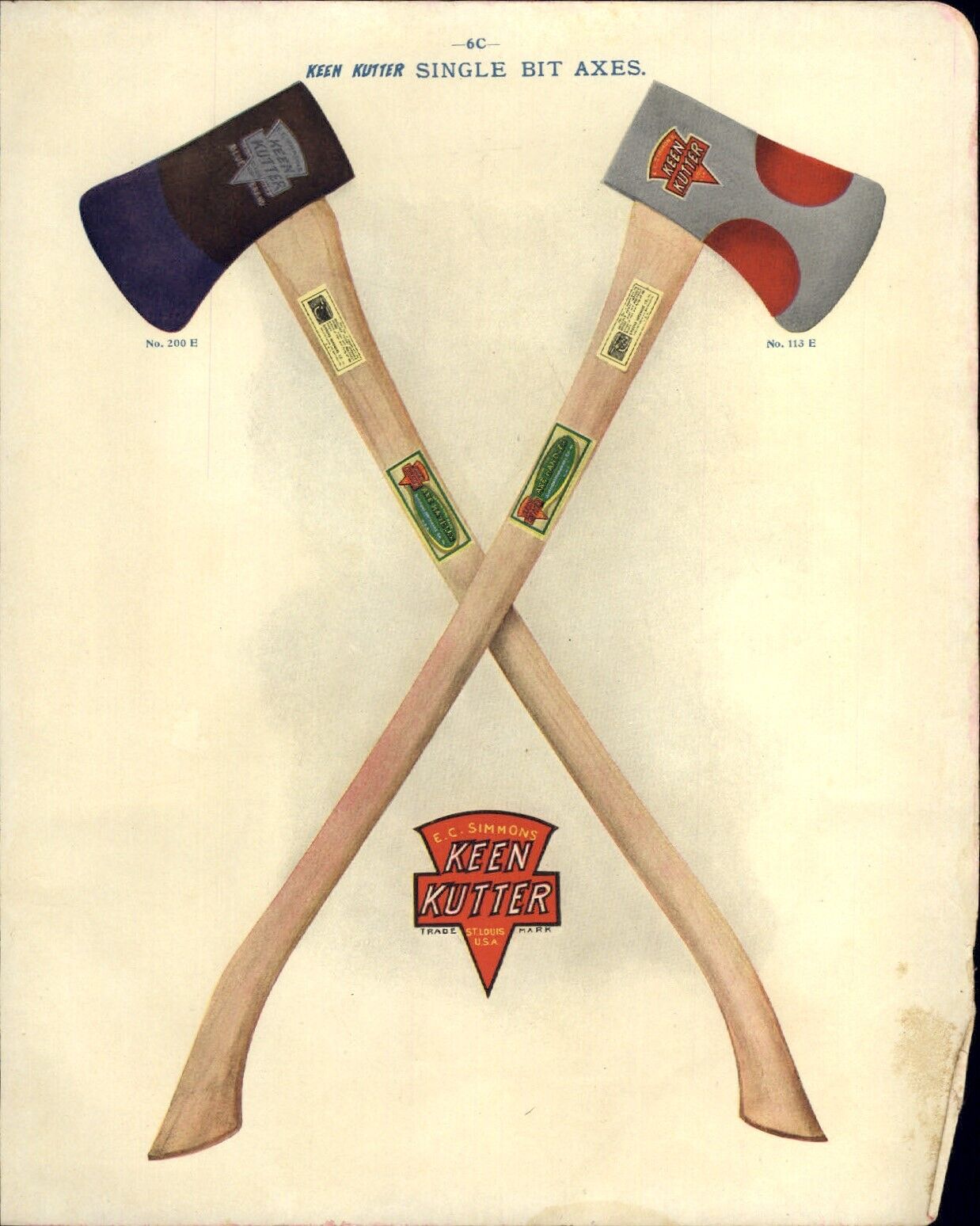 1908 PAPER AD 2 Sided COLOR Keen Kutter Double Bit Axe Axes 1908 PAPER AD 2 Sided COLOR Keen Kutter Double Bit Axe Axes
