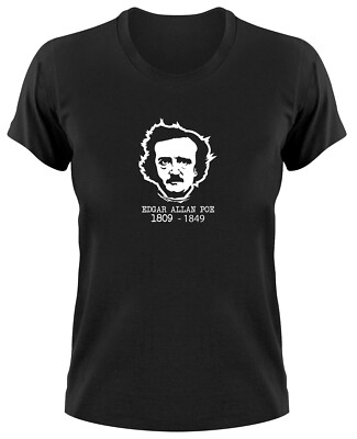 Edgar Allan Poe Girlie Damen Ladies T-Shirt Schriftsteller Horror Klassiker Rabe