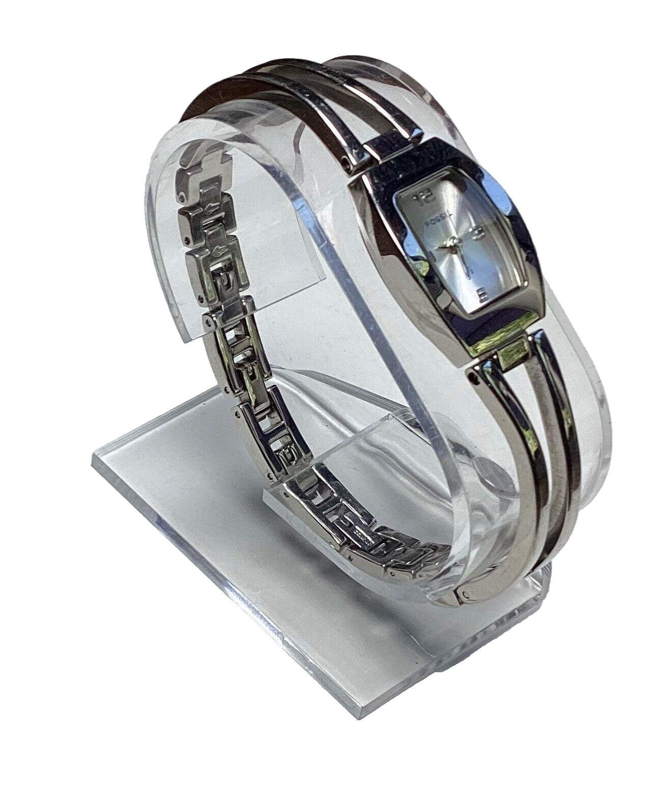 Fossil f2 Womens Watch Bangle Silver Tone ES-9645 New