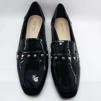 ~New ~Nine West Women's XAN Synthetic Moccasin Flats, Black Color, Size US 9.5M