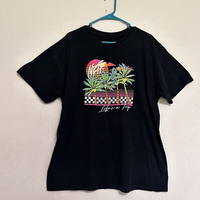 Neff Men s XL ''Life Is A Trip'' Palm Tree Graphic Black T-shirt Tee Beach
