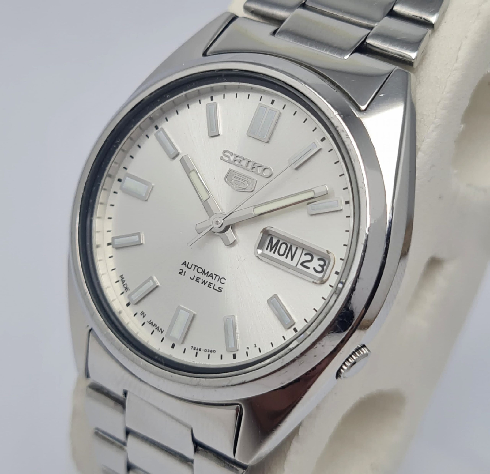 極美品 セイコー5 7S26-0480 SS 青文字盤 デイデイト 腕時計 SEIKO 5自動