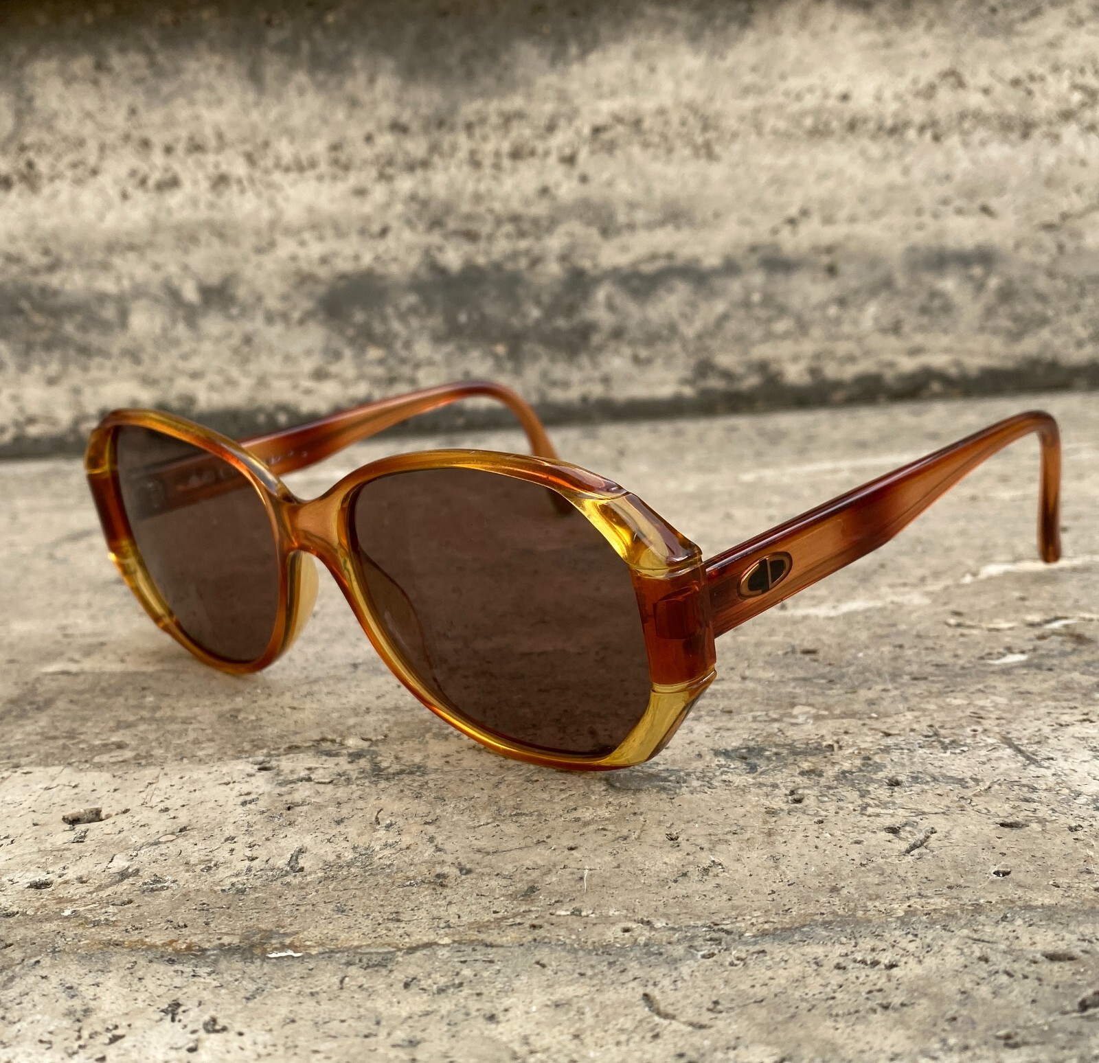 小物 Dior Vintage Oval Sunglasses CD Logo Ultra Rare CHRISTIAN DIOR CD Logo Amber Frame Retro