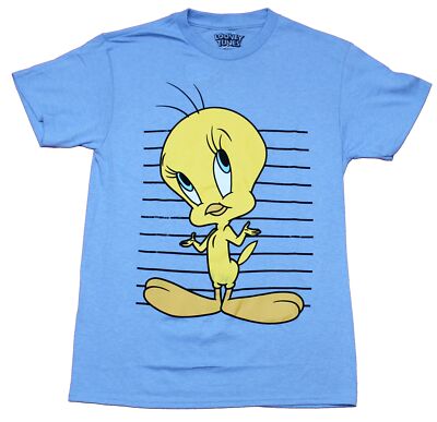 Looney Tunes Adult New T-Shirt - Shrugging Tweety Bird Over Lines