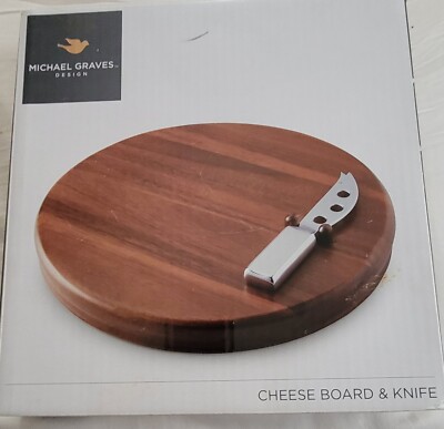 Michael Graves 10 1/2'' Charcuterie Spread Cheese Acacia Wood Board+Knife