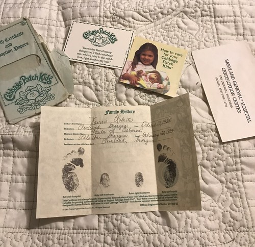 Lot Of 2 Cabbage Patch Kid Birth Certificates With Extra Papers Boys