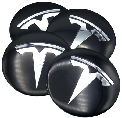 (PACK OF 4) Tesla Wheel Center Cap Sticker Decal Emblems 2.20'' 56mm diameter