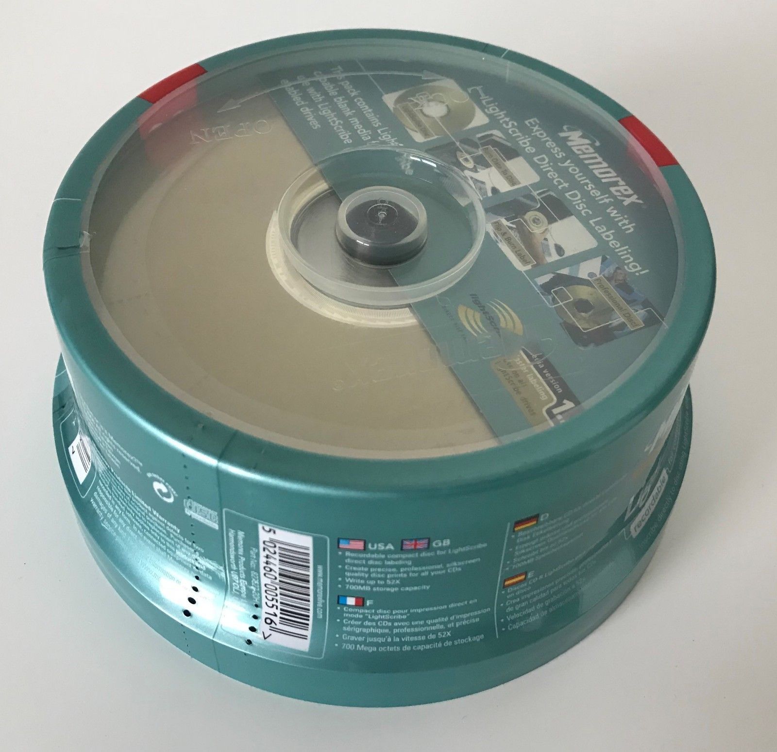 Memorex LightScribe CD-R 52X 700MB 80min 20 Disc Pack