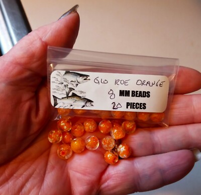 glow roe orange egg  beads Fishing Trout Salmon Steelhead Beads 8mm 20ct