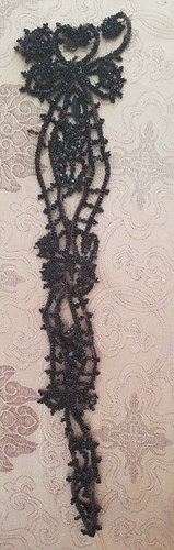 Antique Beaded Trim Flapper Black Appliqué Embellishment Beads Salvage A38
