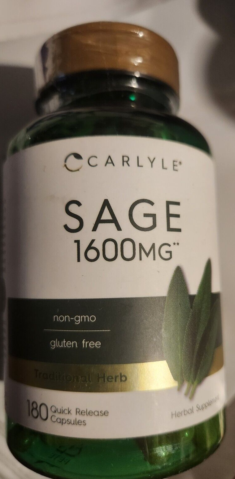Листья шалфея 1600 мг, 180 капсул, без ГМО, без глютена, без консервантов