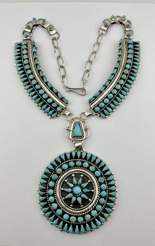 petit turquoise付き silver chain necklace Turquoise Pendant Necklace in Sterling Silver With a Faceted
