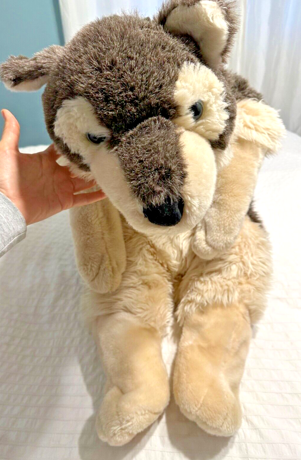 Jumbo Wolf Husky Dog Brown Tan Furry Plush Stuffed animal 37
