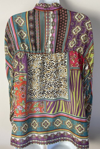 Pre-owned Johnny Was Patch Finn Blouse Xl In Multicolor