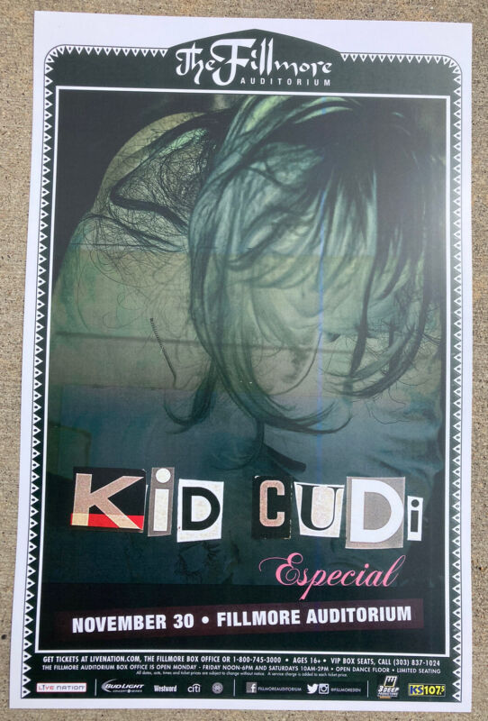 KID CUDI 2015 Fillmore - Denver, Colorado 11x17 Promo Concert Poster / Handbill
