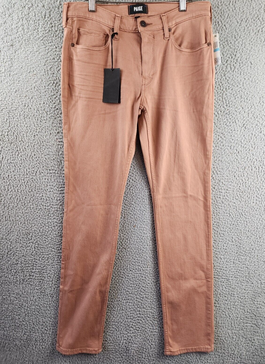 Paige Lennox Slim Fit Jeans Men's 31 Redwood Dust Side Pocket Button Zip Closure - Picture 2 of 15