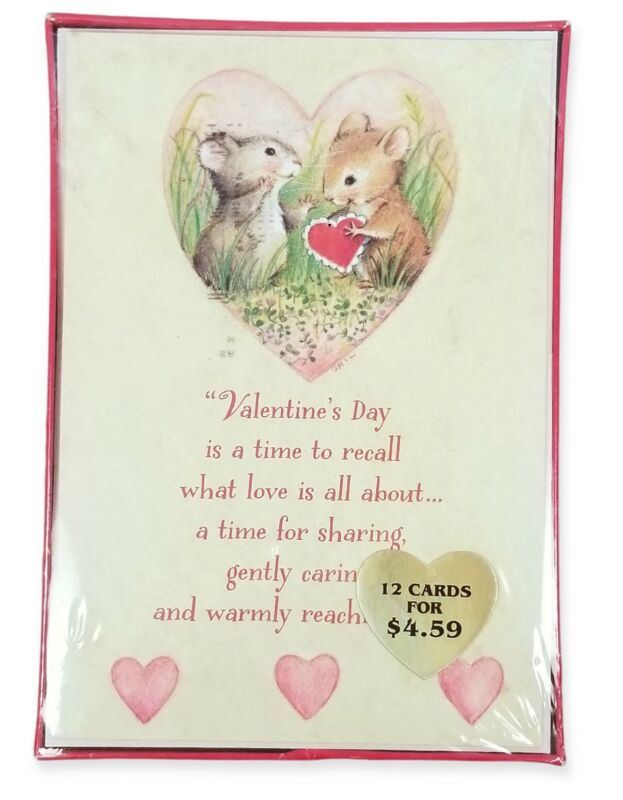 New Hallmark Valentines Day Greeting Cards Box Set (12) Factory Sealed Mice Love