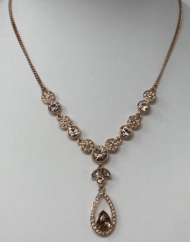 Givenchy Rose Gold Tone Sparkly Crystal Pear Teardrop