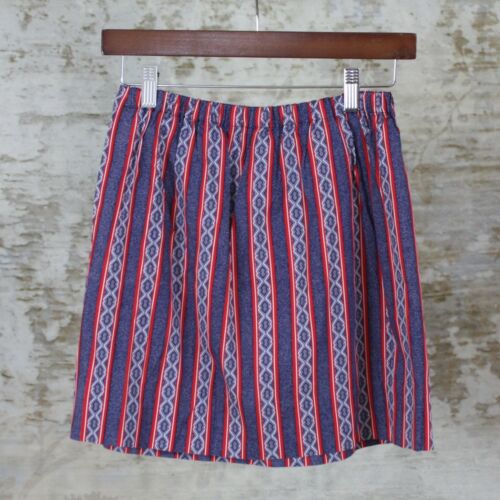 VTG Mod 1960s 1950s Girls Skirt High Waist Blue Red Stripes 60s 50s Denim 7 8 10