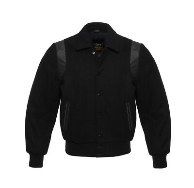 Varsity Jacket School Collared Collage Retro Wool Leather Jacket Bomber jackeT