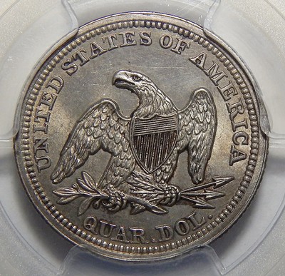 1855 PCGS/CAC MS63 ARROWS SEATED LIBERTY QUARTER
