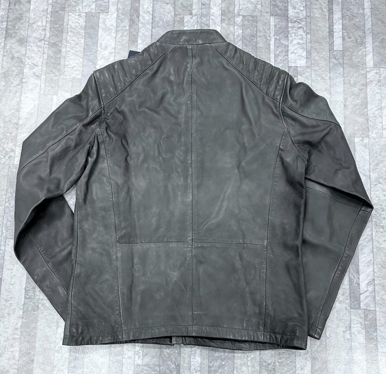 Pre-owned John Varvatos $ 698  Men's Kris Racer Jacket In Light Grey Size: Small In Gray