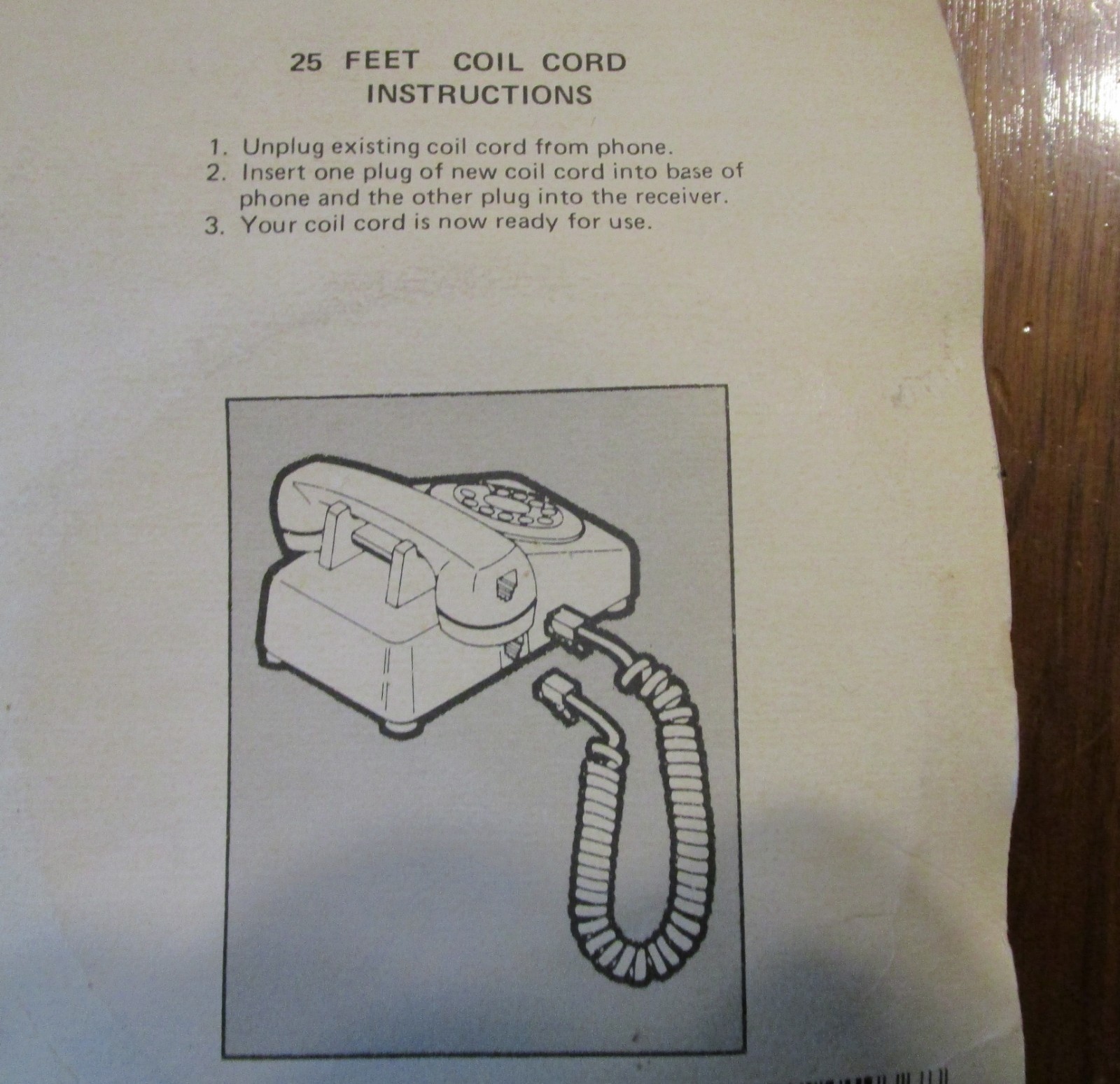 25 Ft. Modular Telephone Coiled Handset Extension Cord NOS