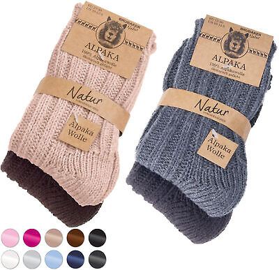 BRUBAKER 4 Pairs of Alpaca Kids Socks 100% Alpaca Wool Socks for Boys and Girls