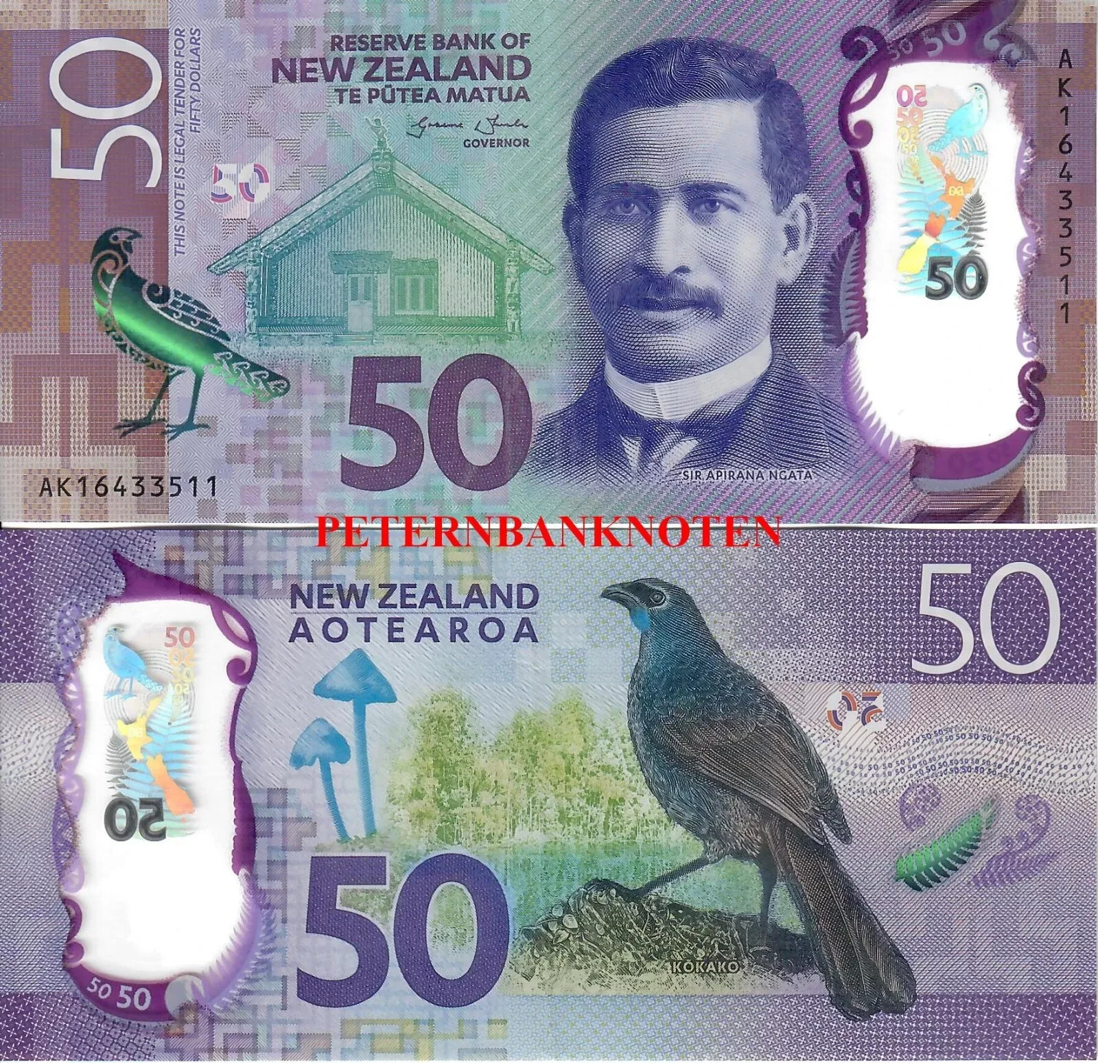 New Zealand 50 Dollars 2016 P194a (XF-AU) POLYMER 63400 # | eBay