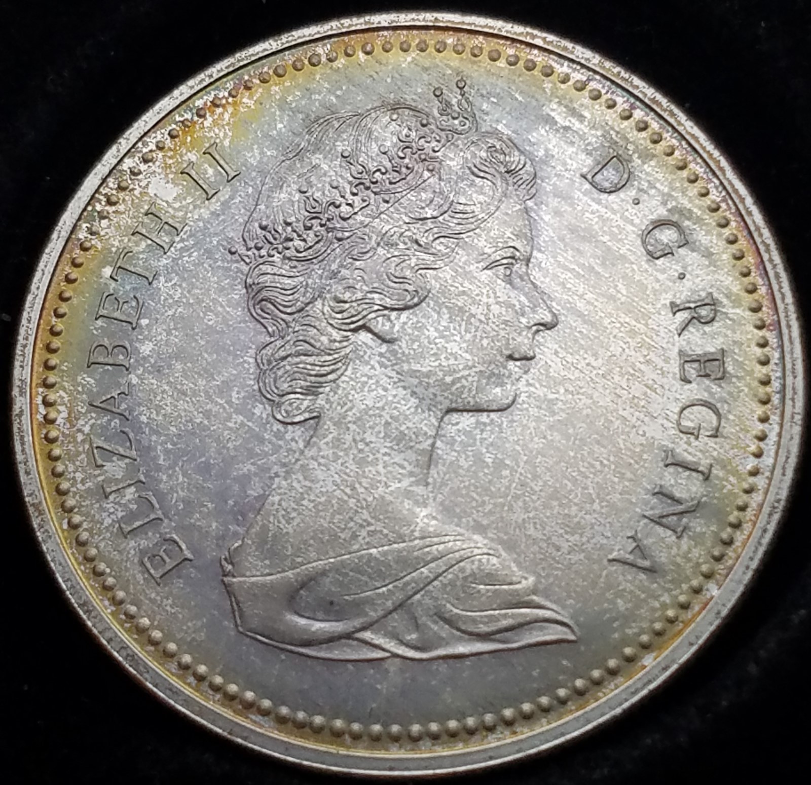 GREAT TONING 1971 GEM PROOF LIKE CANADIAN SILVER $1 ,-TONED C100703