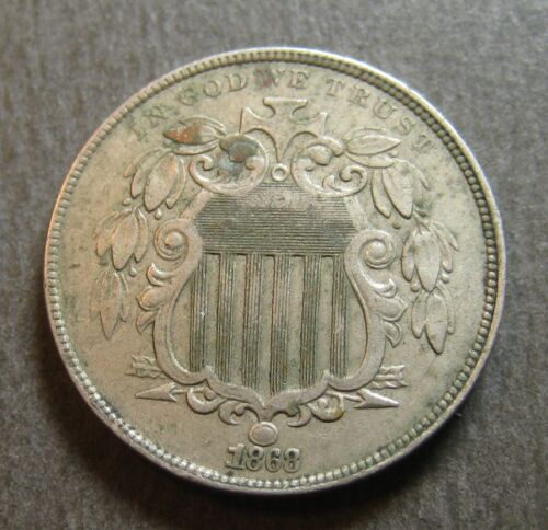 1868  Shield Nickel  - * 5 Cents * (P2908)