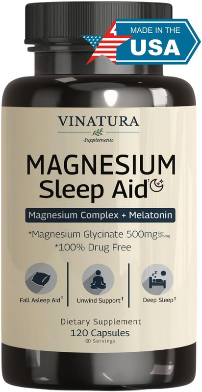 Vinatura Magnesium Sleep Aid Magnesium Glycinate Complex 120 Capsules EXP:01/28