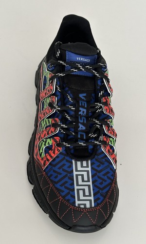 Pre-owned Versace Men's Greca Chain Reaction Sneakers Black 13 (46 Euro) It Dsu8094 It In Multicolor