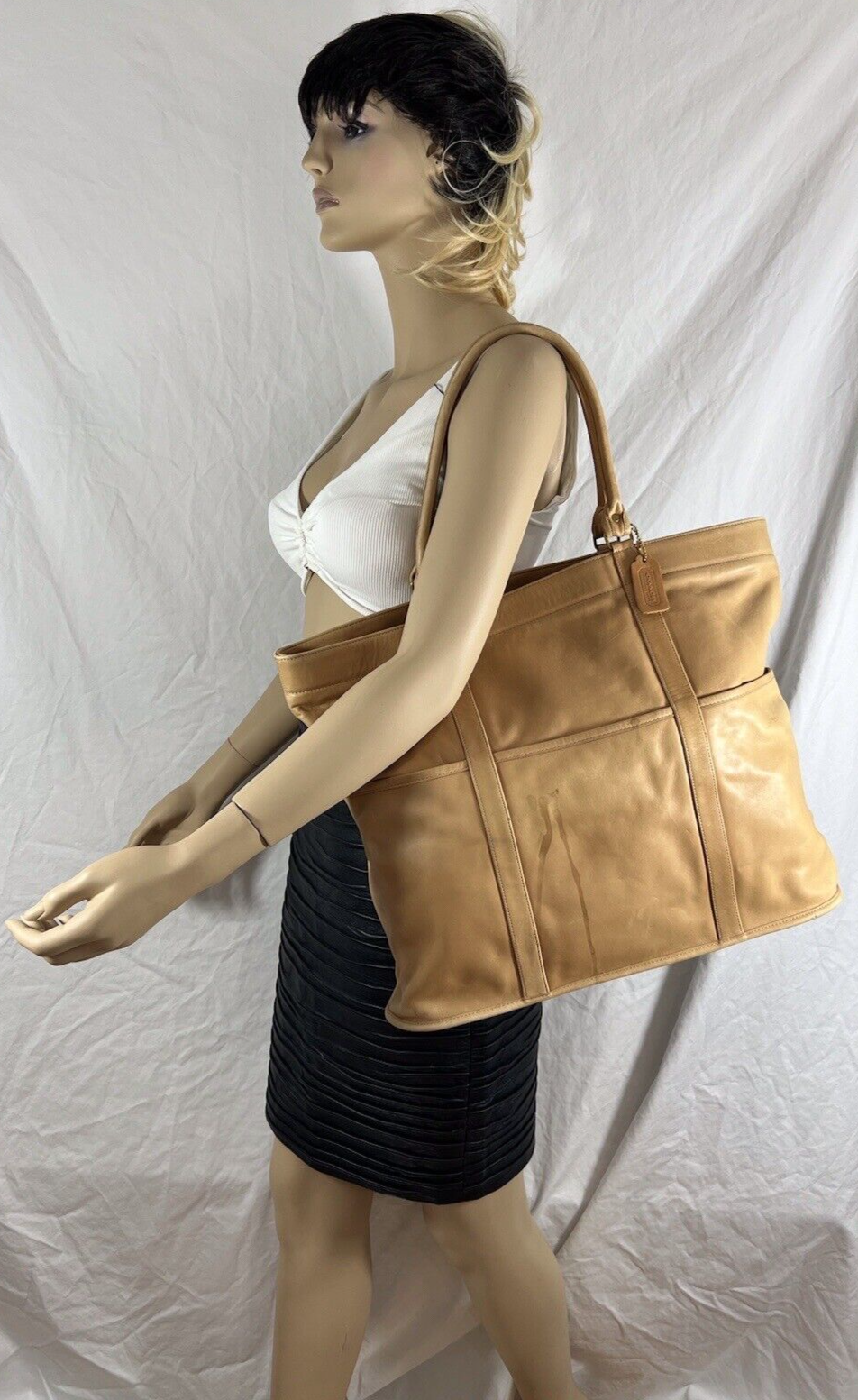 80's COACH Tan Leather Vintage Large Shopper Tote Bag Made