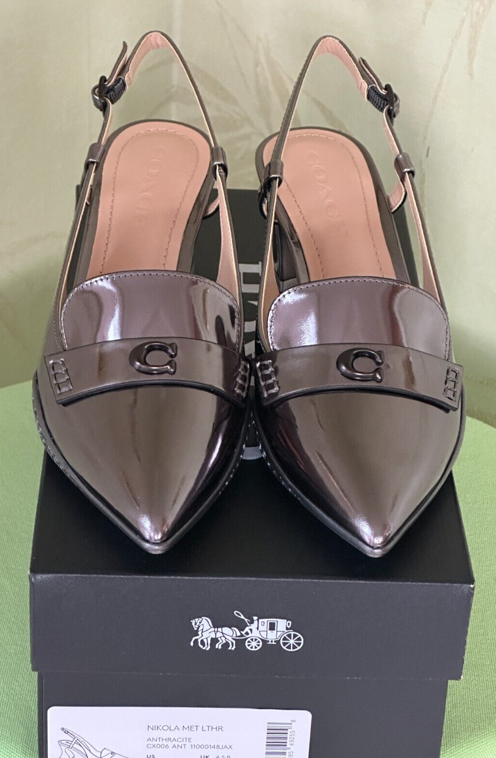 COACH NIKOLA METALLIC LEATHER SLINGBACK PUMPS SHOES:NIB