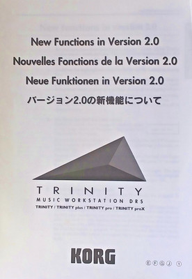 Korg Trinity Synth Workstation New Functions in V2.0 Book, Trinity plus pro proX