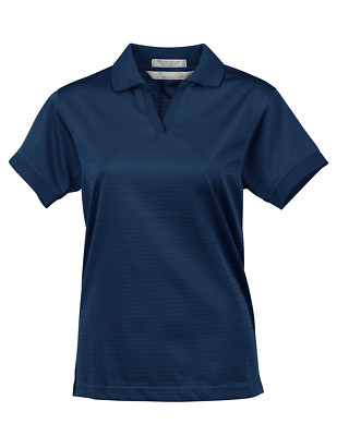 Tri-Mountain 402 AURA Basket Pattern Johnny Collar Polo Shirt Navy Women Size L