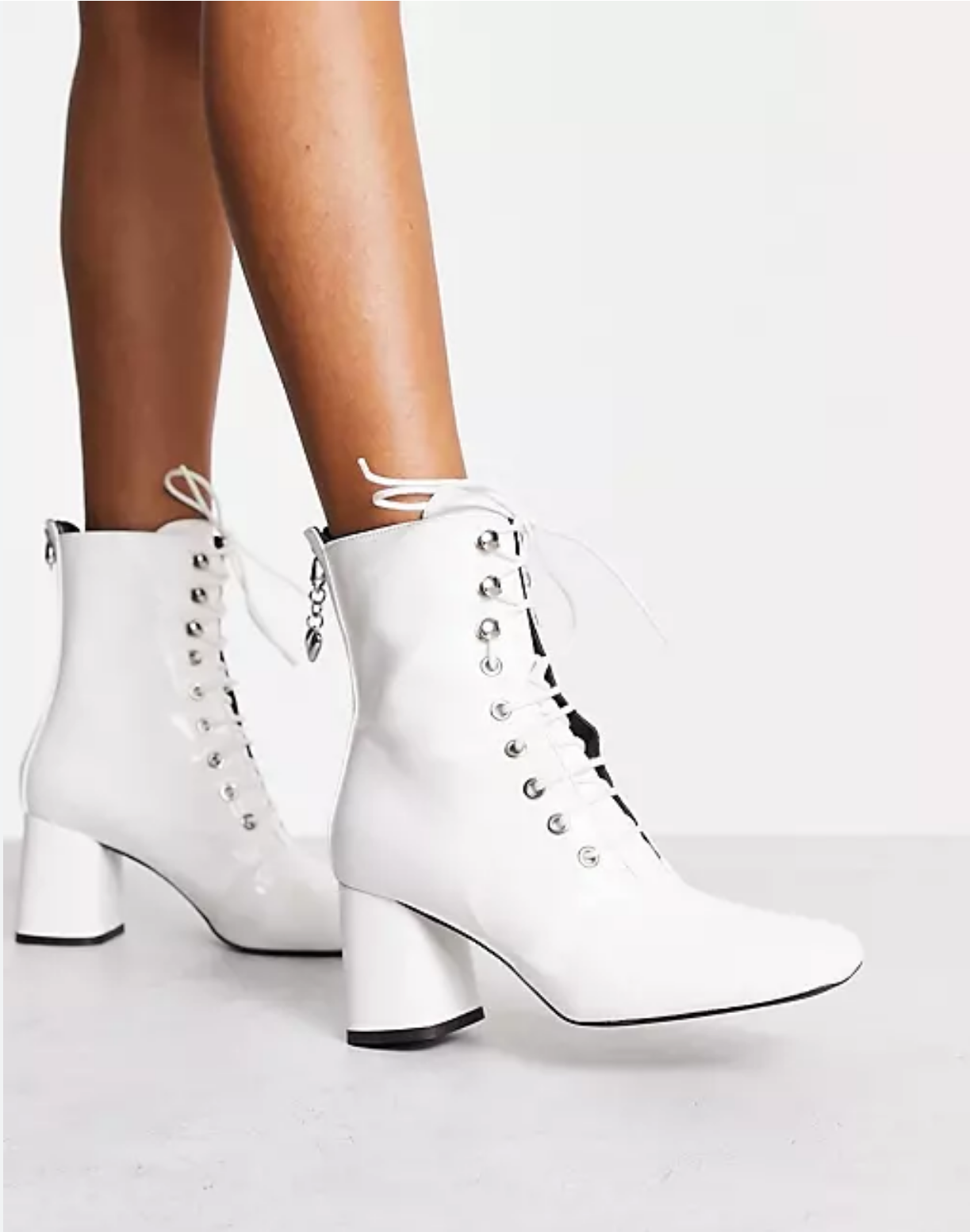 Love Moschino Lace Up Boots With Zip Back - White - UK5 RRP