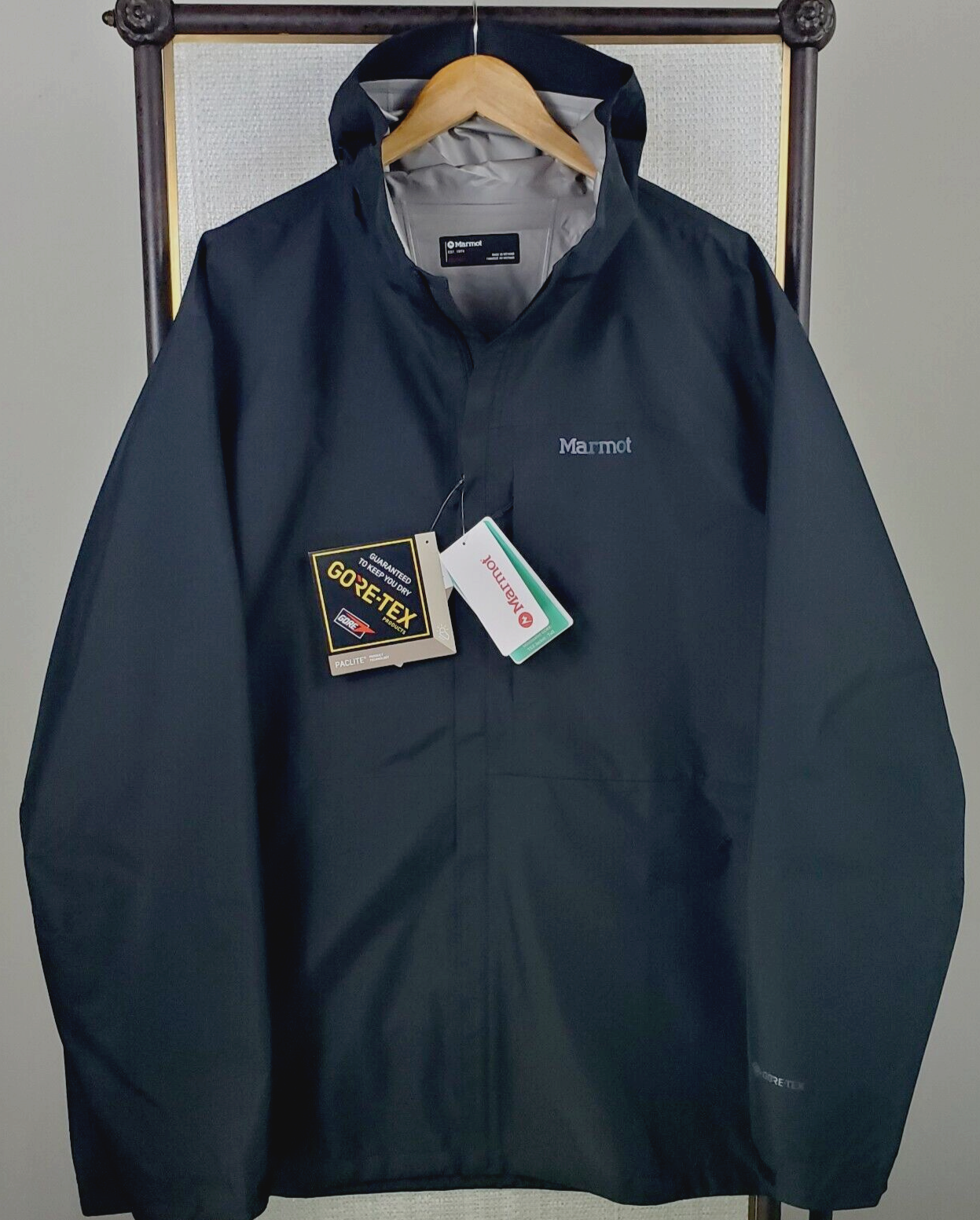 Pre-owned Marmot Gore Tex $250 Mens Size 4xlt Waterproof Hooded Jacket Black Full Zip