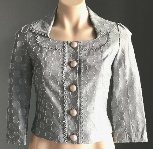 Vintage Elina Createur Taupe Lace Crop Jacket Retro French Designer Blazer 8 10