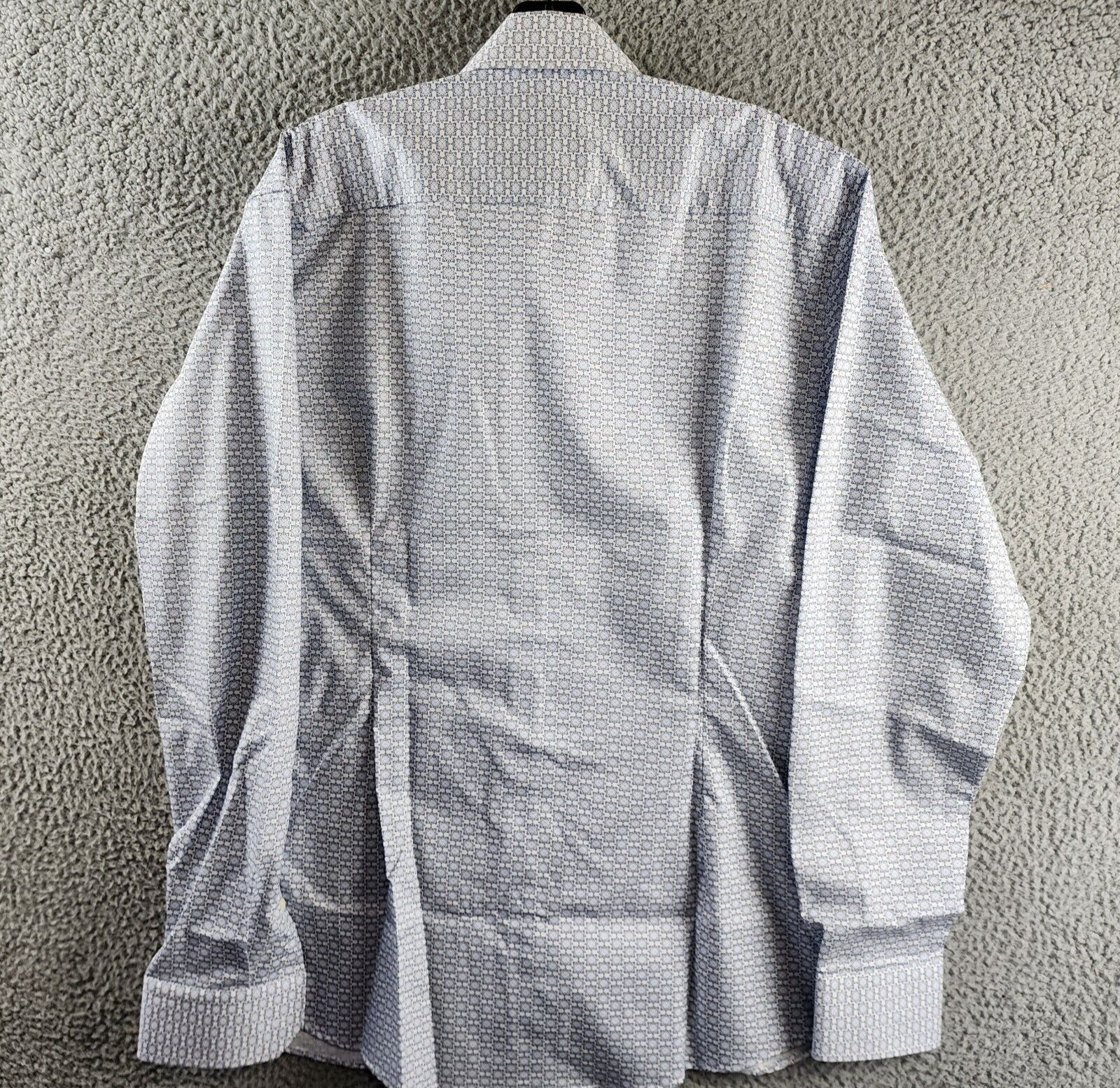 Eton Slim Fit Geometric Print Shirt Men's 17R White Point Collar Long Sleeve - Picture 12 of 14