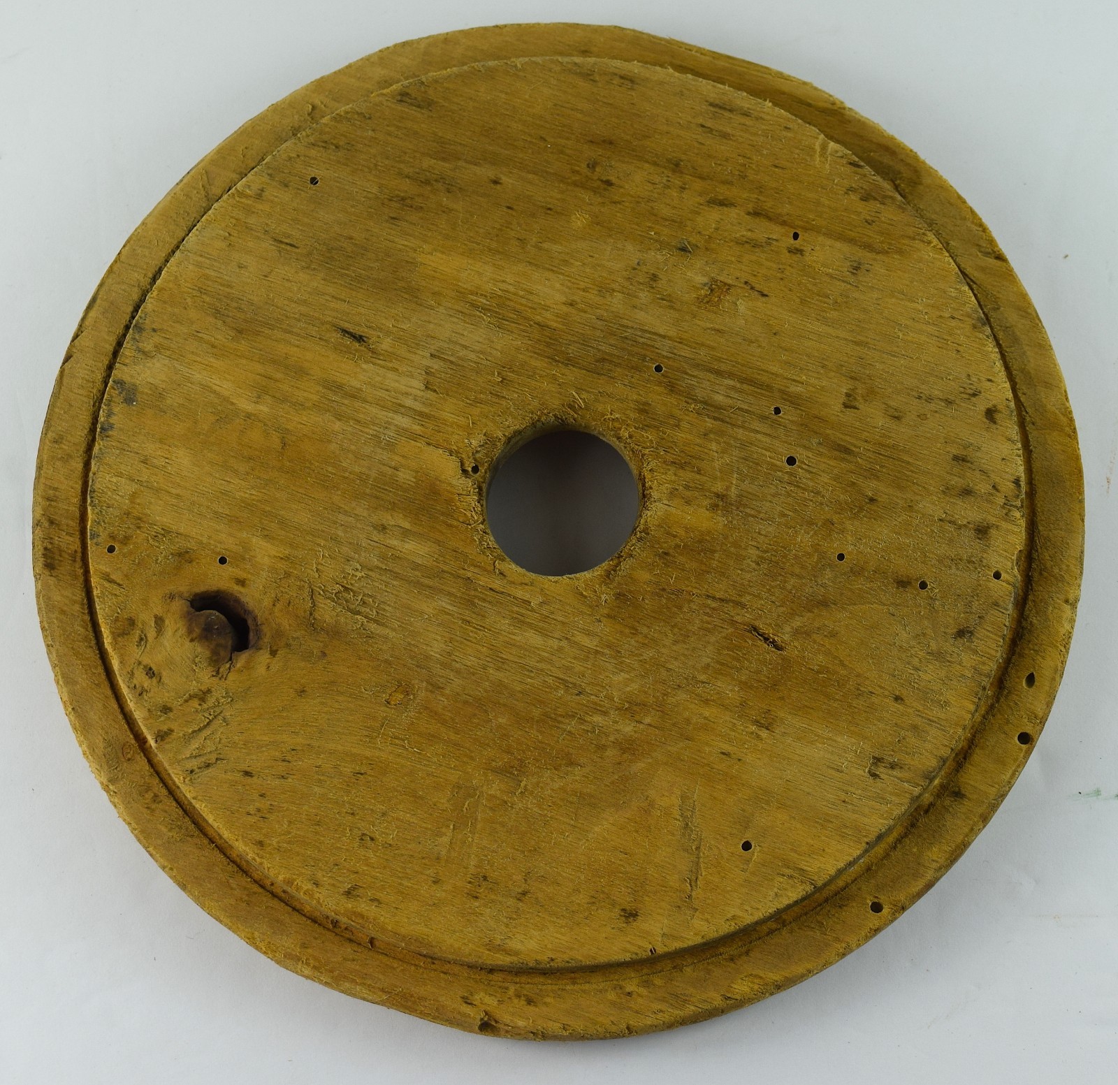 Antique Wooden Crock Pottery Butter Churn Lid Top Handmade 6 3/4” H-106