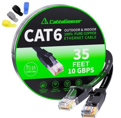 Cat 6 Ethernet Cable 35 ft(at a Cat5e Price but Higher Bandwidth) Flat 10Gbps...