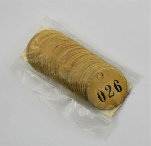 1.5" Brass Tag Set - Numbered 026 to 050 - Round Circle Valve ID Tags ~ 40024
